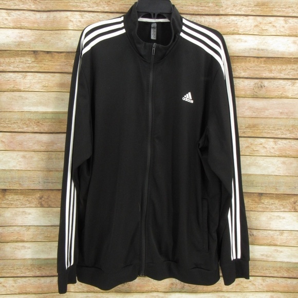 Adidas Black Zipper Front Jacket Men's 2XL - Picture 1 of 11